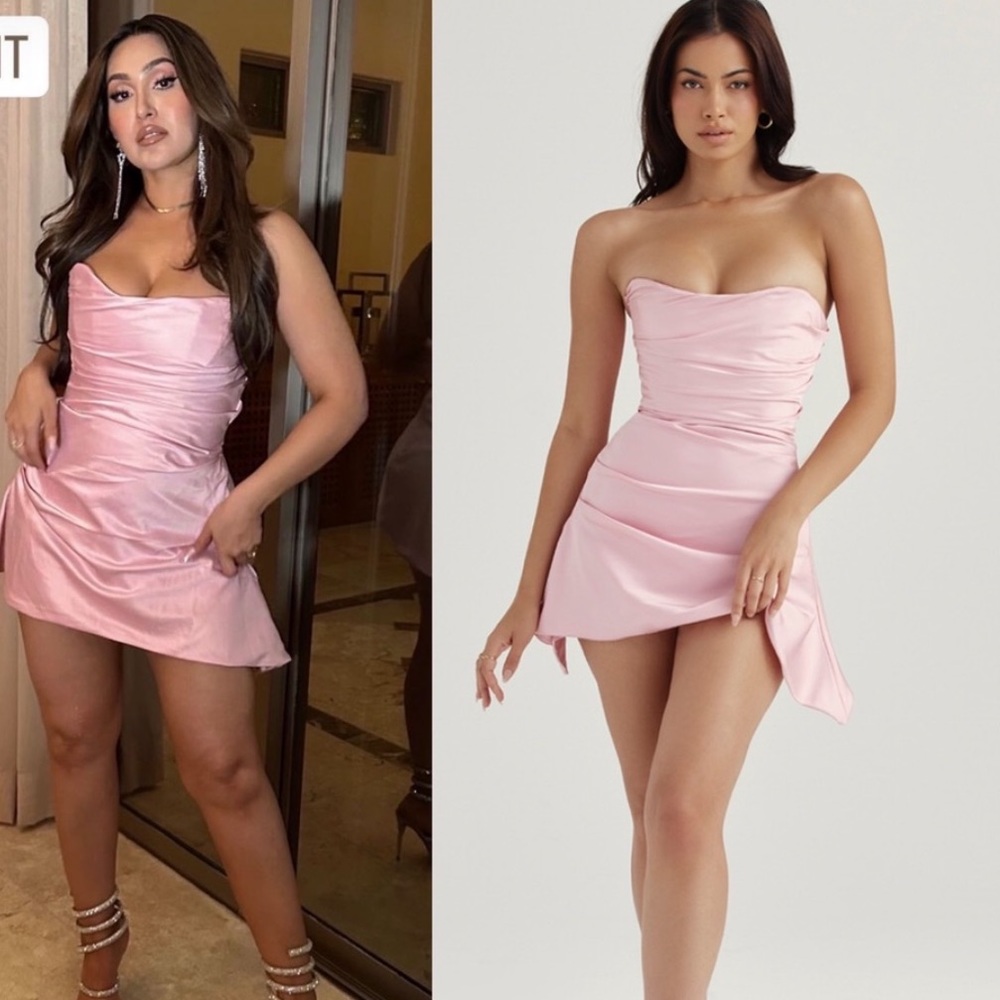 NEW House of CB Jasmine Strapless Corset Dress in Rose Pink Size Large